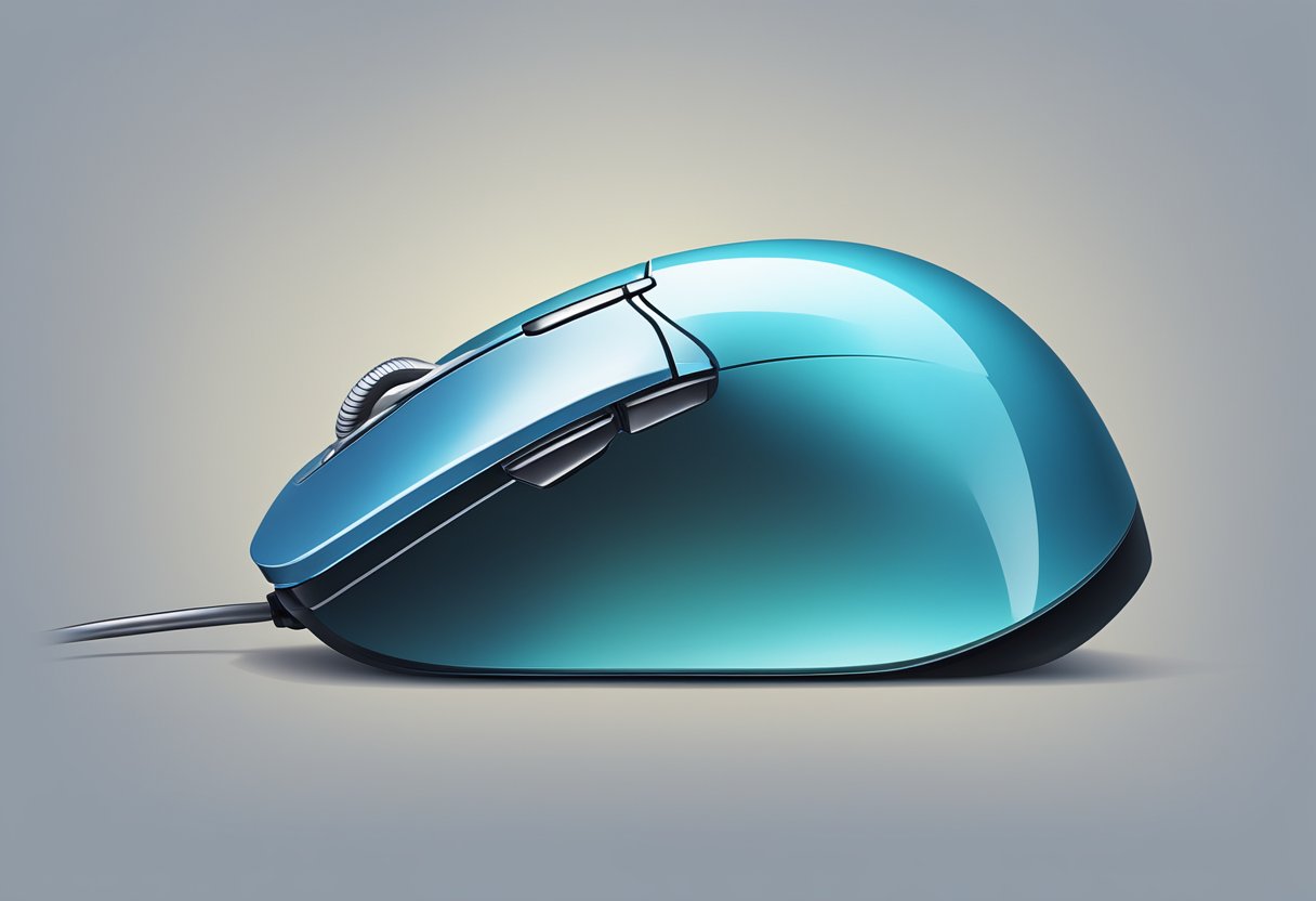 A computer mouse with a long tail wrapped around a search bar